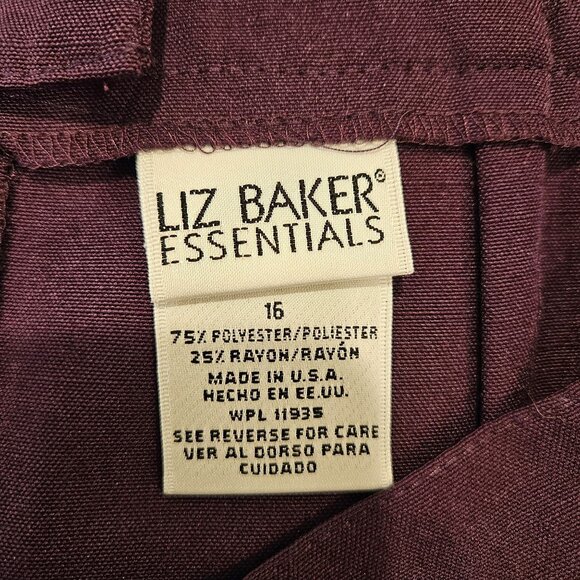 Liz Baker Essentials Skirt Suit Set Womens 16 Dark Purple notched Pleated career - Picture 12 of 12